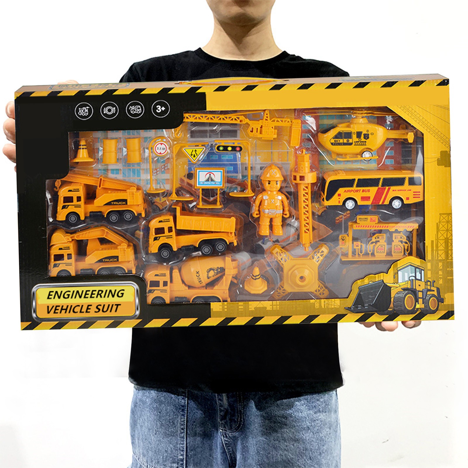 RKZDSR 75% Off! Kids Construction Vehicles Playset , Excavator, Dump Truck, Cement, Educational Engineering Toy Set Birthday Gift For 3+ Year Old Boy 17 Pcs